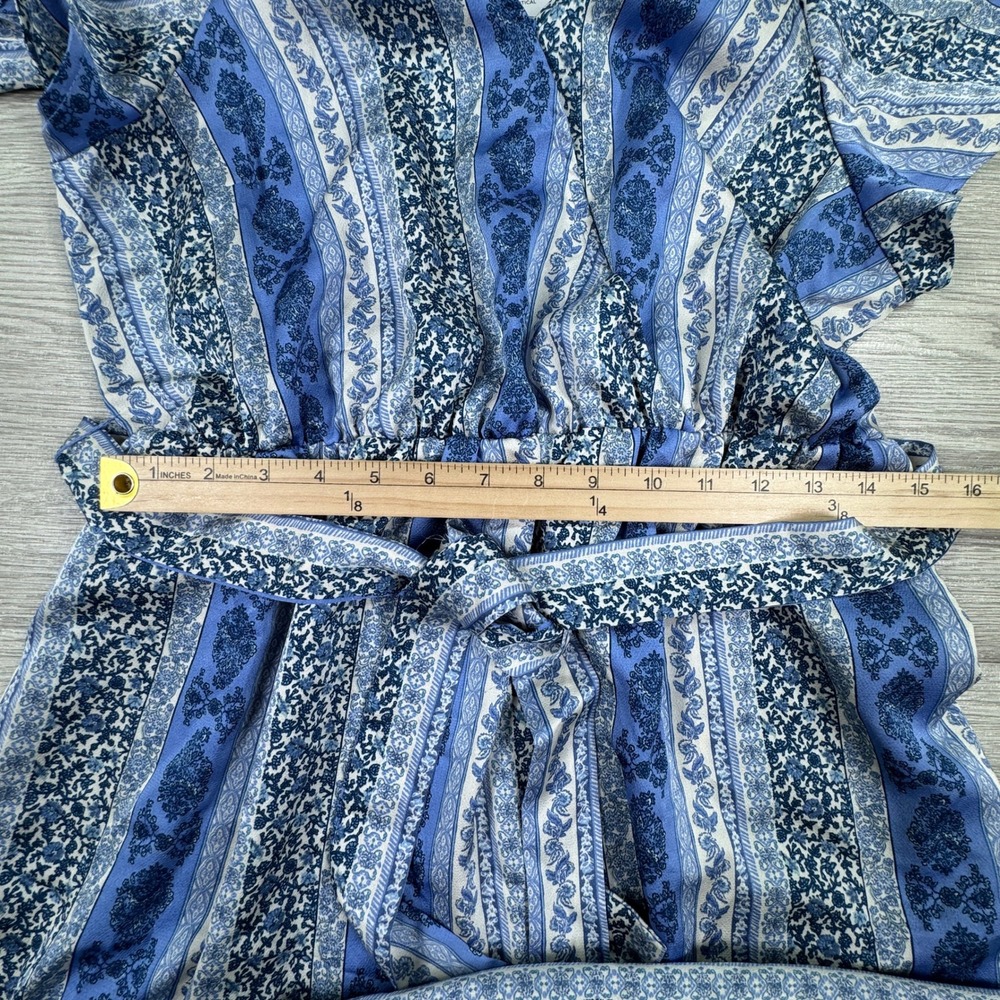 Lucky Brand Women Dress Peri Vertical Blue XL NWT Paisley Tiered Midi - Picture 6 of 9